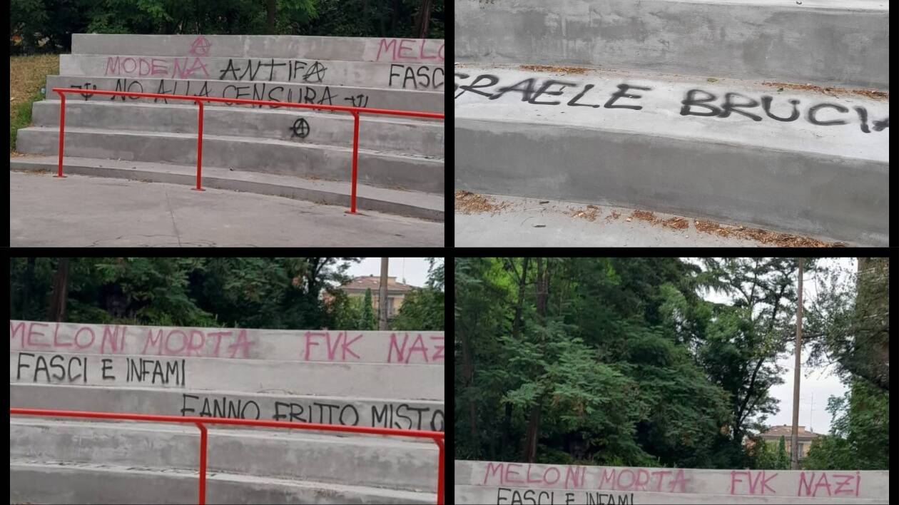 Odio contro Meloni e Israele, scritte firmate sfregiano il Bonvi Parken