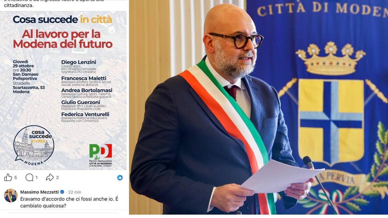 Modena, Pd e Mezzetti ai ferri corti: all'incontro con gli assessori il sindaco viene escluso e si arrabbia sui social