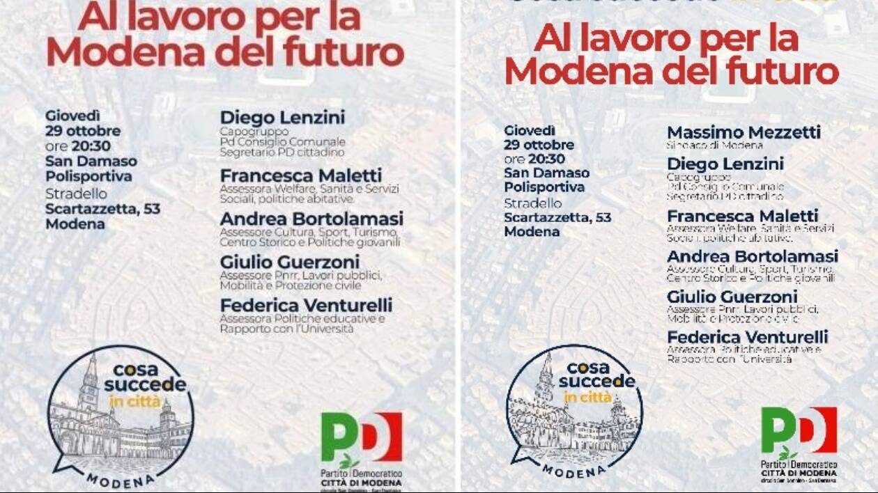 Modena, Mezzetti umilia il Pd: nella locandina ora appare il sindaco, davanti anche al padrone di casa