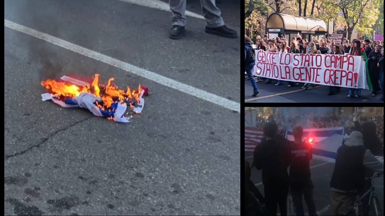 Modena, in mille al corteo: bruciate bandiere di Israele e degli Stati Uniti