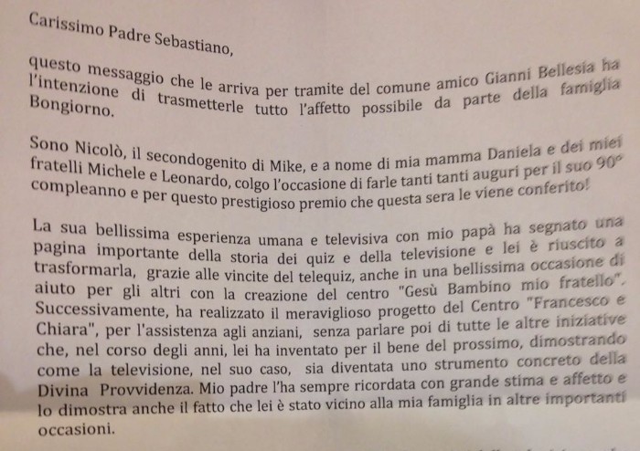 Padre Sebastiano premiato da Lions e Rotary Frignano