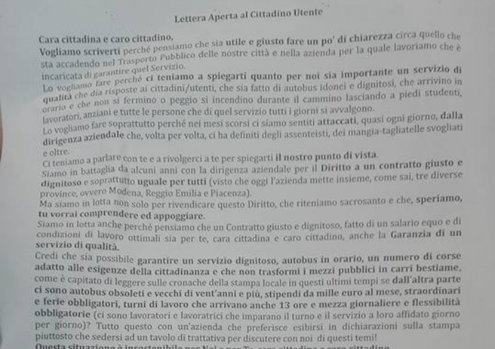 I lavoratori Seta ai cittadini: 'Ecco perché scioperiamo'
