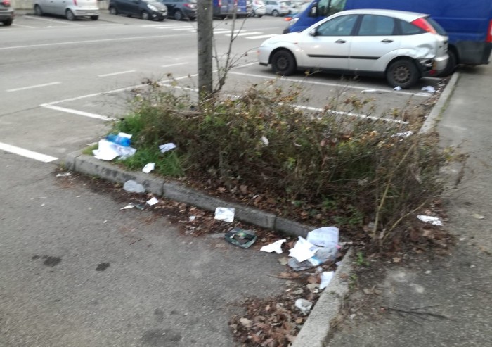Via Raimondo dalla Costa invasa da documenti di consegna e immondizia